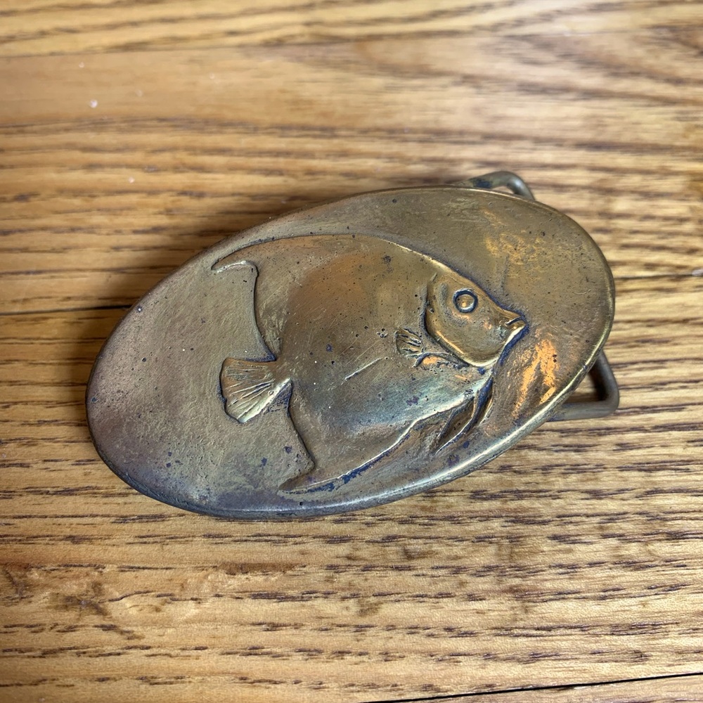 Vintage Brass Fish Belt Buckle